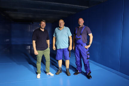 v. l. n. r.: Bürgermeister Viktor Lorenz, Wassermeister Michael Görig, Vitali Dobjanski